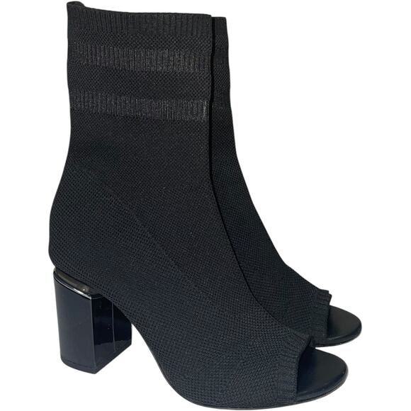 Alexander Wang Cat Mid Heel Peep Toe Sock Booties In Black   Size:  EU 37/US 7 - Picture 1 of 8